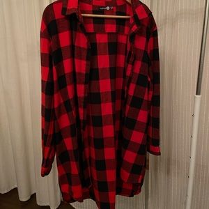 Long red flannel button up